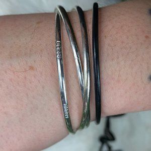 Guess Silver Tone & Gold Tone Linked Bangle Bracelet